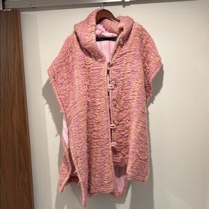 Pink Hooded Knit Cape